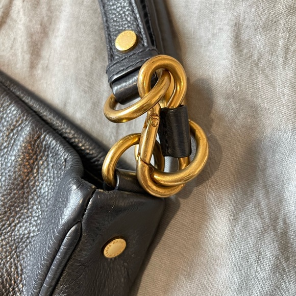 Marc by Marc Jacobs Black Leather Hobo Shoulder Bag with Gold Hardware - Picture 8 of 8